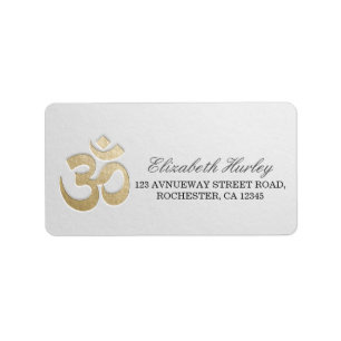 White & Gold OM Symbol Yoga Mediation Instructor Label