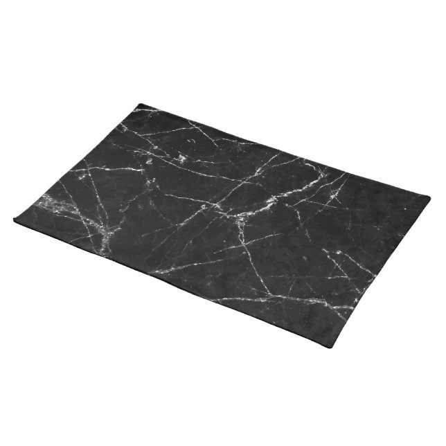 White gold on black marble cloth placemat (On Table)