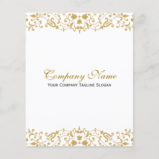 White & Gold Ornate Floral Border Flyer (Front)