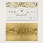 White & Gold Paisley Lace Voucher (Front & Back)