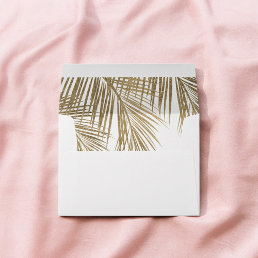 White gold palm tree wedding envelope