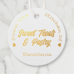 White Gold Paper Logo Company Name Template Hearts Foil Favor Tags