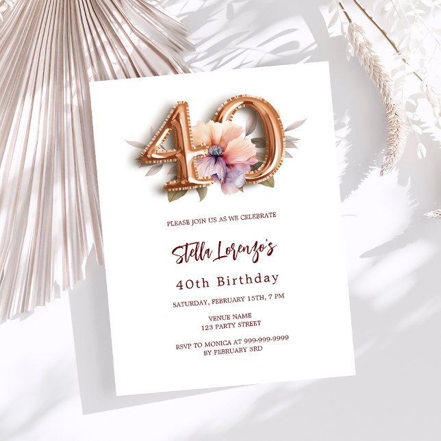 White gold peach floral budget 40th birthday (Creator Uploaded)