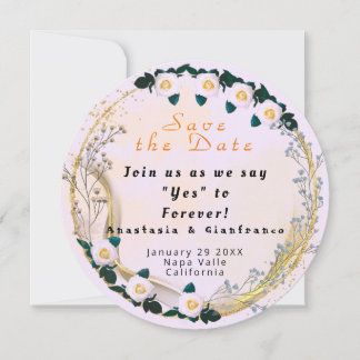 White Gold Personalized Floral Elegant Wedding  Invitation