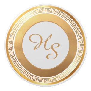 White Gold Personalized Monogram Ceramic Knob