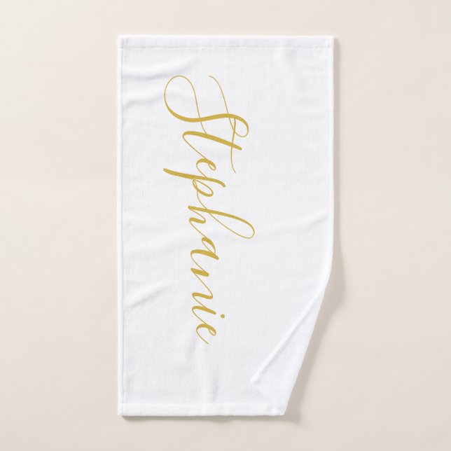 White Gold personalized monogram yoga towel (Hand Towel)