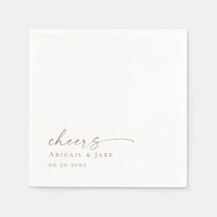 White & Gold Personalized Wedding Napkins