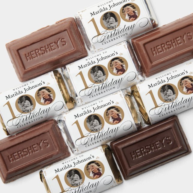 White Gold Photo 100th Birthday Party Favors (Assorted)