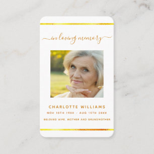 White gold photo elegant funeral prayer card
