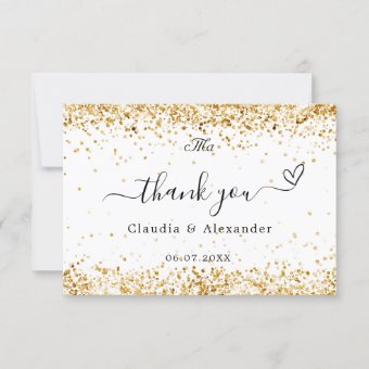 White gold photo elegant wedding thank you card | Zazzle