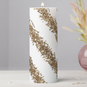 White & Gold Pillar Candle