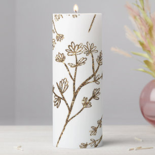 White & Gold Pillar Candle