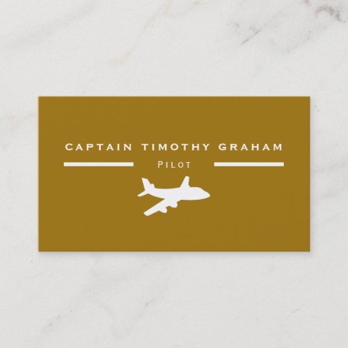 White  Gold Plane Icon Flight Steward  Pilot Bu Business Card