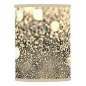 White Gold Platinum Glitter Bokeh Ombre Khaki Trim Lamp Shade (Back)