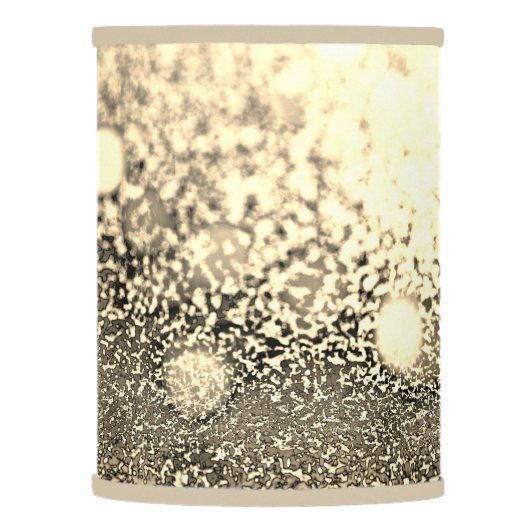 White Gold Platinum Glitter Bokeh Ombre Khaki Trim Lamp Shade (Left)