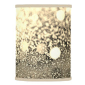 White Gold Platinum Glitter Bokeh Ombre Khaki Trim Lamp Shade (Right)