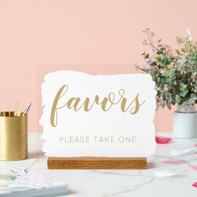 White Gold Please Take One Wedding Favors  Acrylic Sign (Wedding)