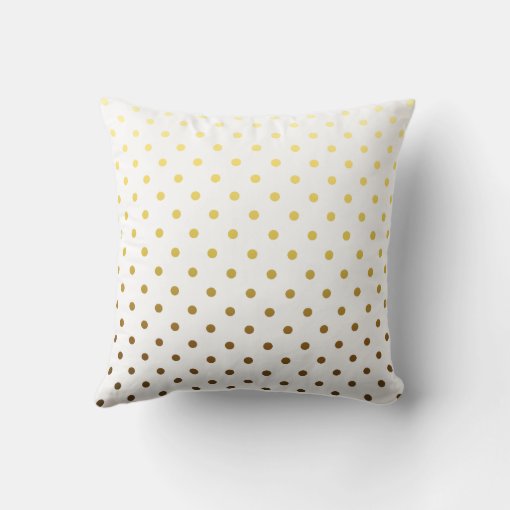 White Gold Polka Dot Throw Pillow Zazzle