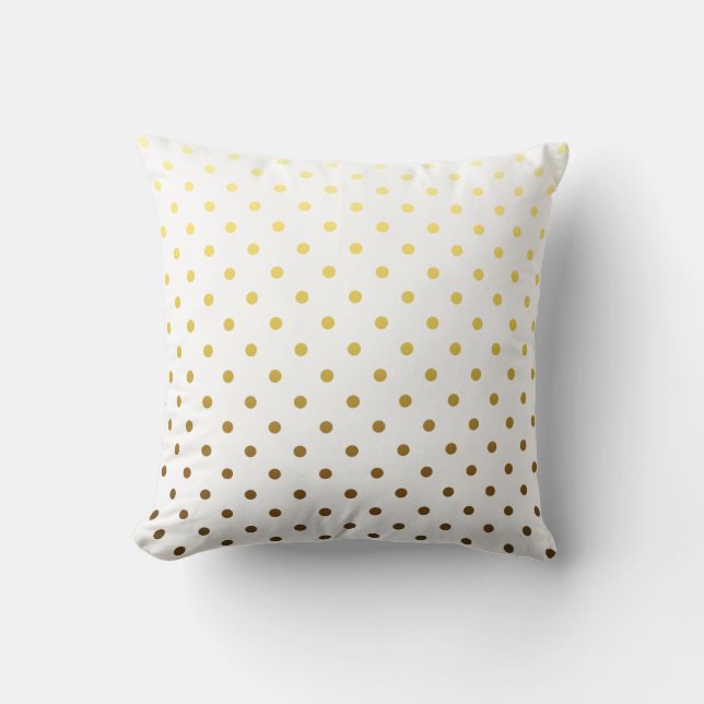 White Gold Polka Dot Throw Pillow (Front)
