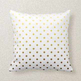 White Gold Polka Dot Throw Pillow