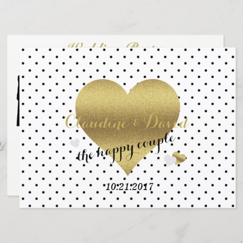 White  Gold Polka Dot Wedding Party Invitation