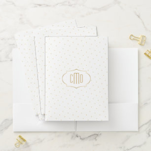 White & Gold Polkadots pattern Pocket Folder