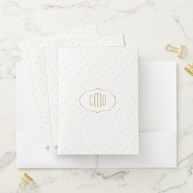White & Gold Polkadots pattern Pocket Folder (In Situ)