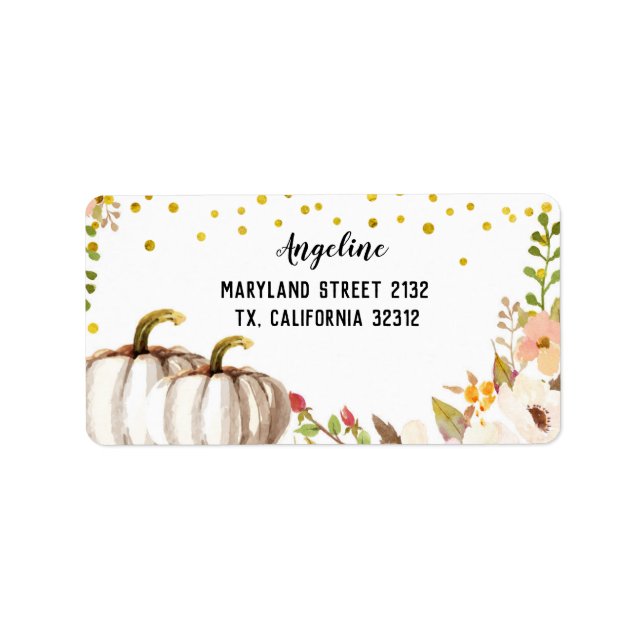 white & gold pumpkin Address Label (Front)
