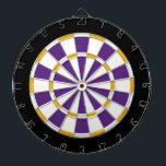 White, Gold, Purple, And Black Dart Board<br><div class="desc">White,  Gold,  Purple,  And Black Colored Dart Board Game Including 6 Brass Darts</div>