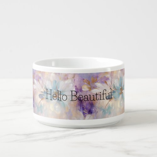 White Gold Purple Blue Floral Bowl