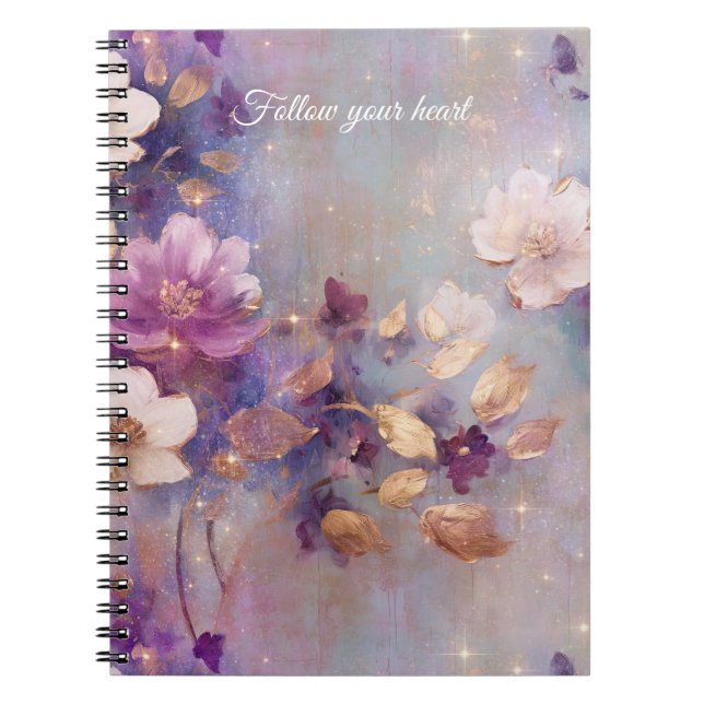 White Gold Purple Floral   Notebook (Front)