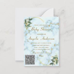 White Gold QR Code Baby Shower Invitation Example