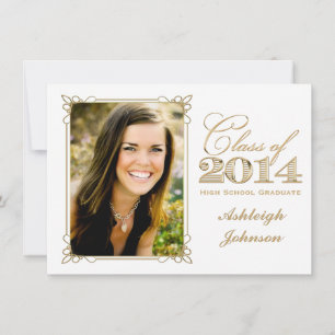 White, Gold, Red 2014 Photo Graduation Invite
