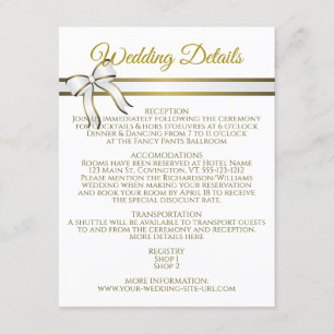 White & Gold Ribbon Wedding Details Enclosure Card