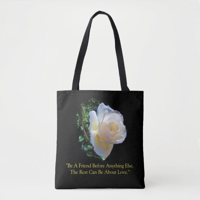 "White Gold Rose" Tote Bag (Front)