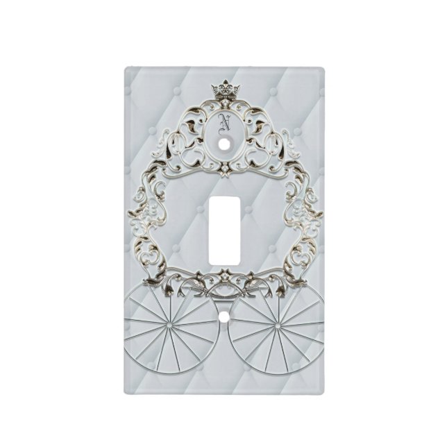 White & Gold Royal Crown Fairytale Carriage Light Switch Cover (Front)