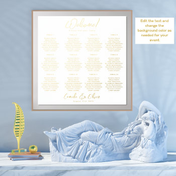 White Gold Seating Chart 12 Table Real Foil by invitationz at Zazzle