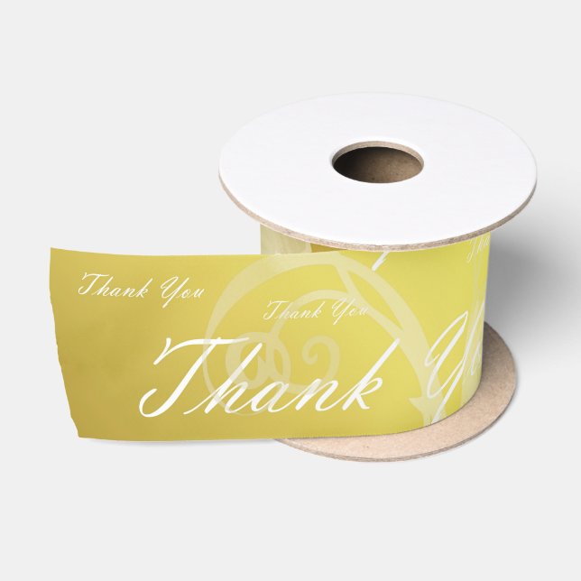 white, gold, silver, thank  you, flowers, floral, satin ribbon (Spool)