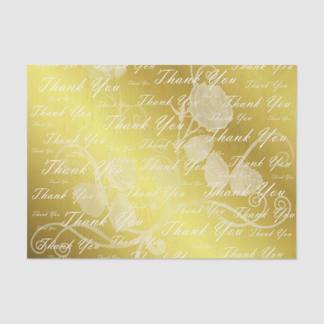 white, gold, silver, thank  you, flowers, floral, tissue paper (Front)