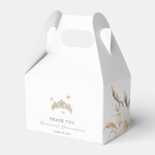 White Gold Silver Winter Florals Quinceañera Favor Boxes