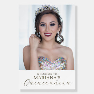 White Gold Silver Winter Florals Quinceañera Foam Board