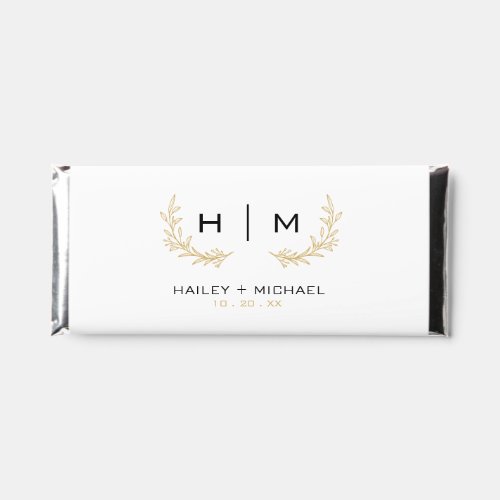 White  Gold Simple Elegant Floral Wedding Guest Hershey Bar Favors