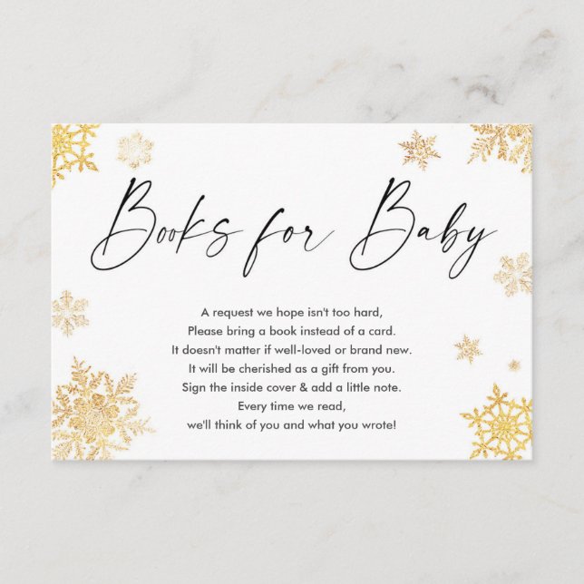White gold snowflake Christmas books for baby Encl Enclosure Card (Front)