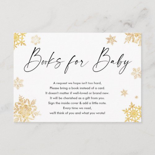 White gold snowflake Christmas books for baby Encl Enclosure Card