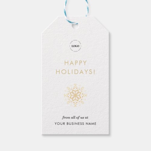 White Gold Snowflake Custom Business Company Logo Gift Tags