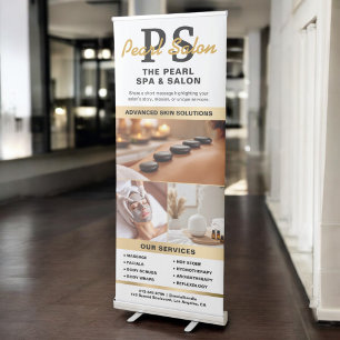 White Gold Spa Salon Monogram Photo Collage Logo Retractable Banner