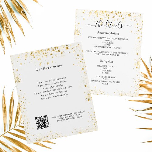 White gold sparkles wedding program details QR