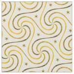White Gold Spirals Stars Christmas Pattern Elegant Fabric