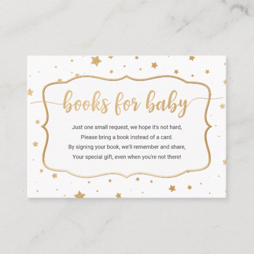 White gold star confetti book request card