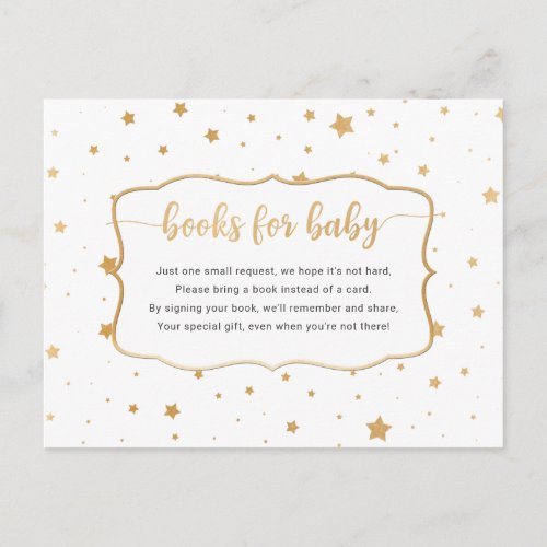 White Gold Star Confetti book request card